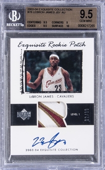 2003-04 UD "Exquisite Collection" Rookie Patch Autograph (RPA) #78 LeBron James Signed Rookie Card (#02/99) – BGS GEM MINT 9.5/BGS 10